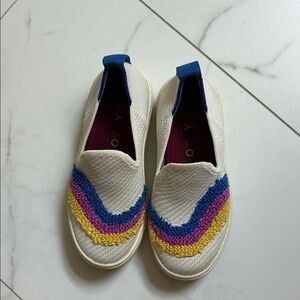 Rothy's Kids Sneakers in White with Rainbow Accents